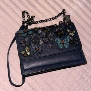 Vintage Coach Bag with butterflies! Navy blue! Perfect condition